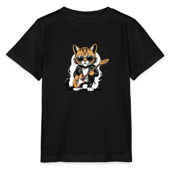 Cat Rocker Cat HardRock Gift - T-shirt bio MINI CREATOR Stanley/Stella Enfant - noir - Devant - Mikhail (115cm)