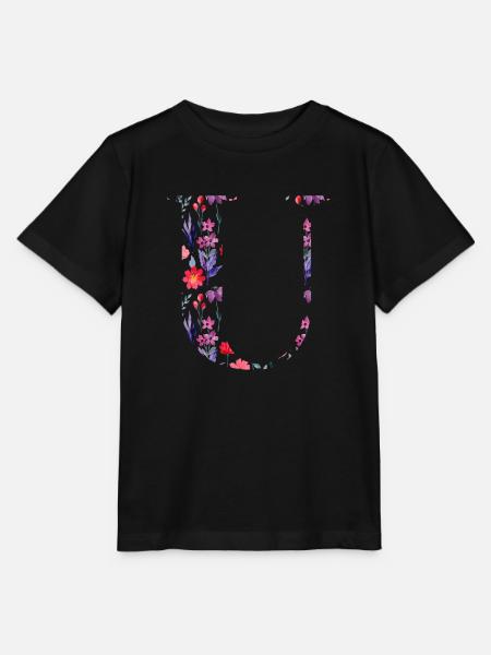 Blumen personalisierter U-Brief - Geschenkidee - Stanley/Stella Kinder T-Shirt MINI CREATOR - Schwarz