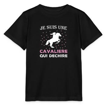 Je suis une cavalière qui déchire - T-shirt bio MINI CREATOR Stanley/Stella Enfant - noir - Devant - Mikhail (115cm)
