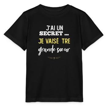 Ich habe ein Geheimnis, ich werde eine große Schwester sein - Stanley/Stella Kinder T-Shirt MINI CREATOR  - Schwarz - Vorne - Mikhail (115cm)