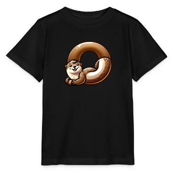 Cute otter design with the number "O" - Stanley/Stella MINI CREATOR Kids’ T-Shirt - black - Front - Mikhail (115cm)