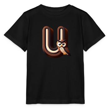 U für Uhu – schlaue Eule - Stanley/Stella Kinder T-Shirt MINI CREATOR  - Schwarz - Vorne - Mikhail (115cm)