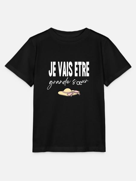 je vais etre grande sœur - T-shirt bio MINI CREATOR Stanley/Stella Enfant - noir
