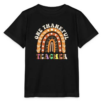One Thankful Teacher Thanksgiving Day Rainbow - Stanley/Stella Kinder T-Shirt MINI CREATOR  - Schwarz - Vorne - Mikhail (115cm)