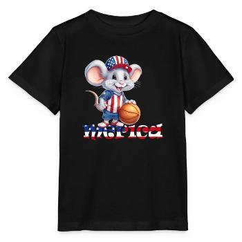 Merica Independence Day 4th of Juillet Baseball Mouse - T-shirt bio MINI CREATOR Stanley/Stella Enfant - noir - Devant - Mikhail (115cm)