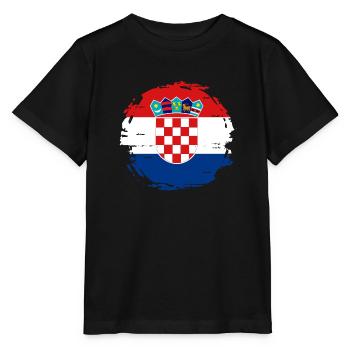 Kroatien Flagge Adria Zagreb Kroatische Fahne - Stanley/Stella Kinder T-Shirt MINI CREATOR  - Schwarz - Vorne - Mikhail (115cm)