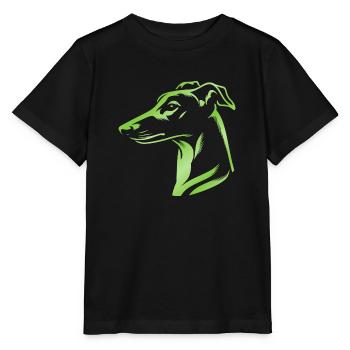 Greyhound Whippet, Dog Head, Drawing Green - Stanley/Stella MINI CREATOR Kids’ T-Shirt - black - Front - Mikhail (115cm)