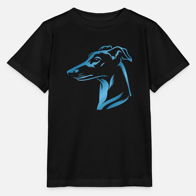 Greyhound Whippet, tête de chien, dessin bleu - T-shirt bio MINI CREATOR Stanley/Stella Enfant - noir
