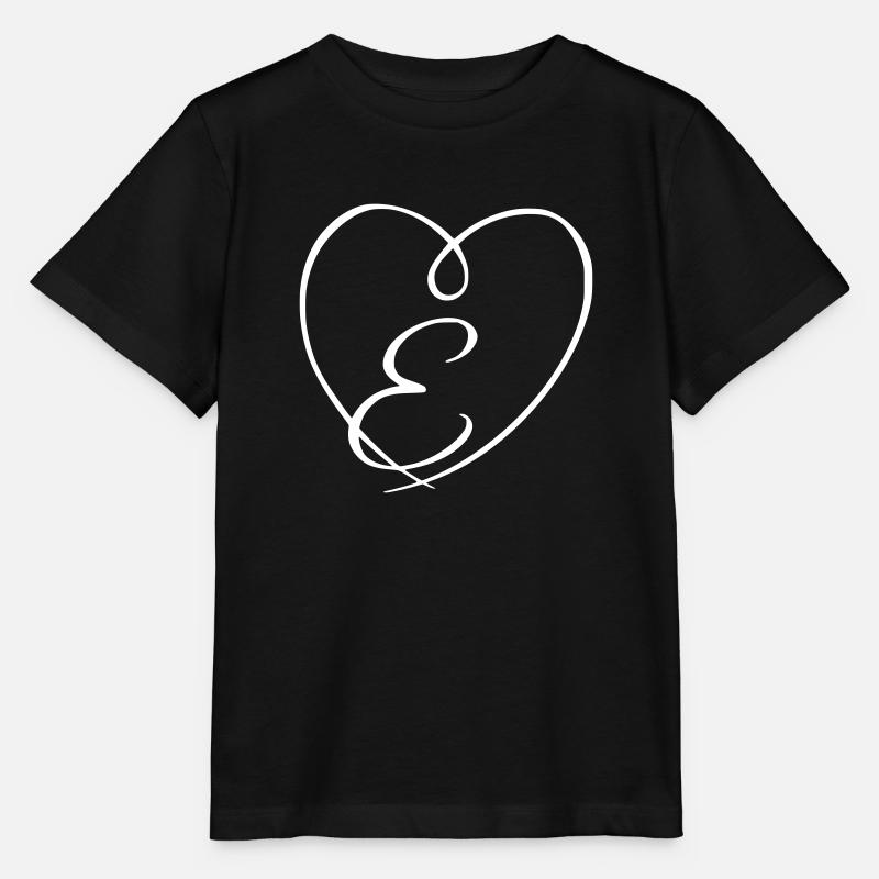 Buchstabe E Kalligrafie Herz - Stanley/Stella Kinder T-Shirt MINI CREATOR  - Schwarz