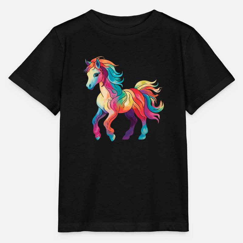 Poney coloré - T-shirt bio MINI CREATOR Stanley/Stella Enfant - noir