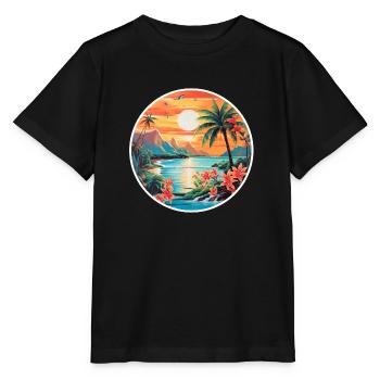 Tropical South Seas Paradise - Stanley/Stella MINI CREATOR Kids’ T-Shirt - black - Front - Mikhail (115cm)