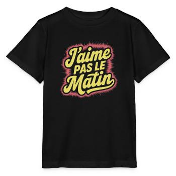 J'aime pas le matin - T-shirt bio MINI CREATOR Stanley/Stella Enfant - noir - Devant - Mikhail (115cm)