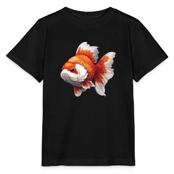 Fancy Calico Veiltail Goldfish - Stanley/Stella MINI CREATOR Kids’ T-Shirt - black - Front - Mikhail (115cm)
