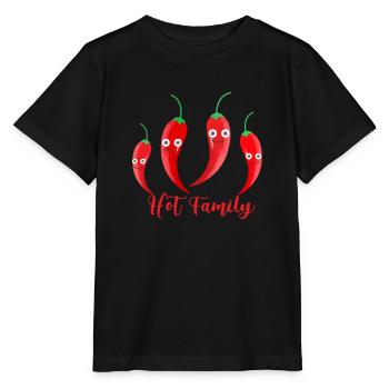 famille chaude, piment, famille, chaud, légumes - T-shirt bio MINI CREATOR Stanley/Stella Enfant - noir - Devant - Mikhail (115cm)