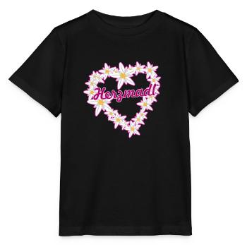 herzmadl,madl,herz,edelweiß,volksfest - Stanley/Stella Kinder T-Shirt MINI CREATOR  - Schwarz - Vorne - Mikhail (115cm)