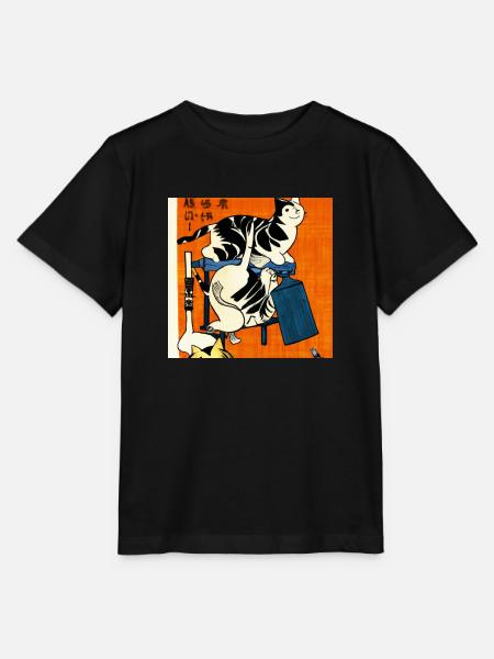 Katzen im Japanischen Kunst Stil 2 - Stanley/Stella Kinder T-Shirt MINI CREATOR  - Schwarz