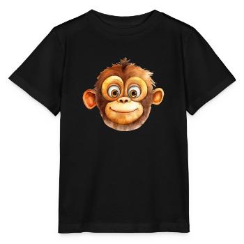 Monkey Drawing Watercolor - Stanley/Stella MINI CREATOR Kids’ T-Shirt - black - Front - Mikhail (115cm)