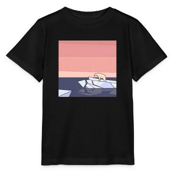 Endangered Animals, Polar Bear Illustration, Global Warming - Stanley/Stella MINI CREATOR Kids’ T-Shirt - black - Front - Mikhail (115cm)