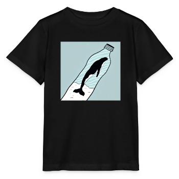 Flaschenpost, Wal-Illustration, Statement - Stanley/Stella Kinder T-Shirt MINI CREATOR  - Schwarz - Vorne - Mikhail (115cm)
