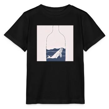 Flaschenpost, Wal-Illustration, Statement - Stanley/Stella Kinder T-Shirt MINI CREATOR  - Schwarz - Vorne - Mikhail (115cm)