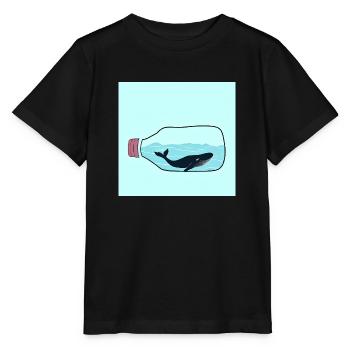 Flaschenpost, Wal-Illustration, Statement - Stanley/Stella Kinder T-Shirt MINI CREATOR  - Schwarz - Vorne - Mikhail (115cm)