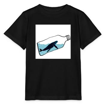 Flaschenpost, Wal-Illustration, Statement - Stanley/Stella Kinder T-Shirt MINI CREATOR  - Schwarz - Vorne - Mikhail (115cm)