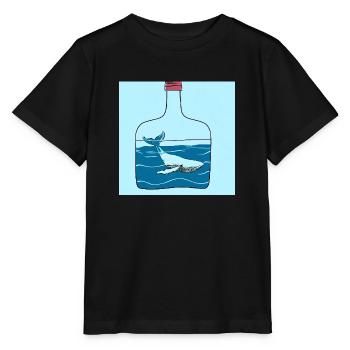 Flaschenpost, Wal-Illustration, Statement - Stanley/Stella Kinder T-Shirt MINI CREATOR  - Schwarz - Vorne - Mikhail (115cm)