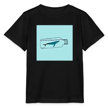 Flaschenpost, Wal-Illustration, Statement - Stanley/Stella Kinder T-Shirt MINI CREATOR  - Schwarz - Vorne - Mikhail (115cm)