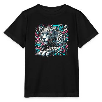 Léopard Street art - T-shirt bio MINI CREATOR Stanley/Stella Enfant - noir - Devant - Mikhail (115cm)