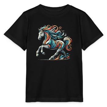 Cheval artwork - T-shirt bio MINI CREATOR Stanley/Stella Enfant - noir - Devant - Mikhail (115cm)