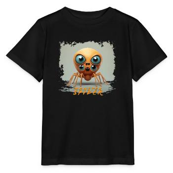 Monster Spinne: Knuffiges Monster mit Kulleraugen - Stanley/Stella Kinder T-Shirt MINI CREATOR  - Schwarz - Vorne - Mikhail (115cm)