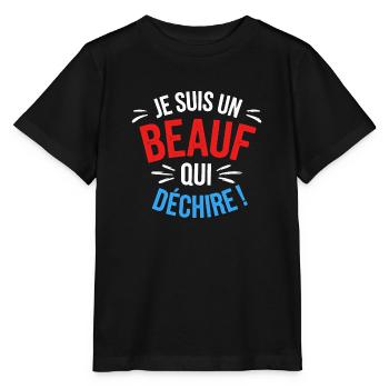Je suis un beauf qui déchire - T-shirt bio MINI CREATOR Stanley/Stella Enfant - noir - Devant - Mikhail (115cm)
