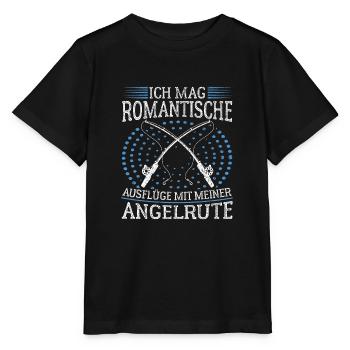 Romantische Ausflüge mit Angelrute Witz Angeln - Stanley/Stella Kinder T-Shirt MINI CREATOR  - Schwarz - Vorne - Mikhail (115cm)