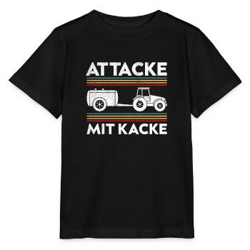 Attaque avec des excréments Drôle de fermier et d’agriculteur disant - T-shirt bio MINI CREATOR Stanley/Stella Enfant - noir - Devant - Mikhail (115cm)