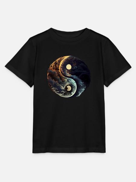 Von der Natur inspiriertes Yin und Yang - Stanley/Stella Kinder T-Shirt MINI CREATOR  - Schwarz