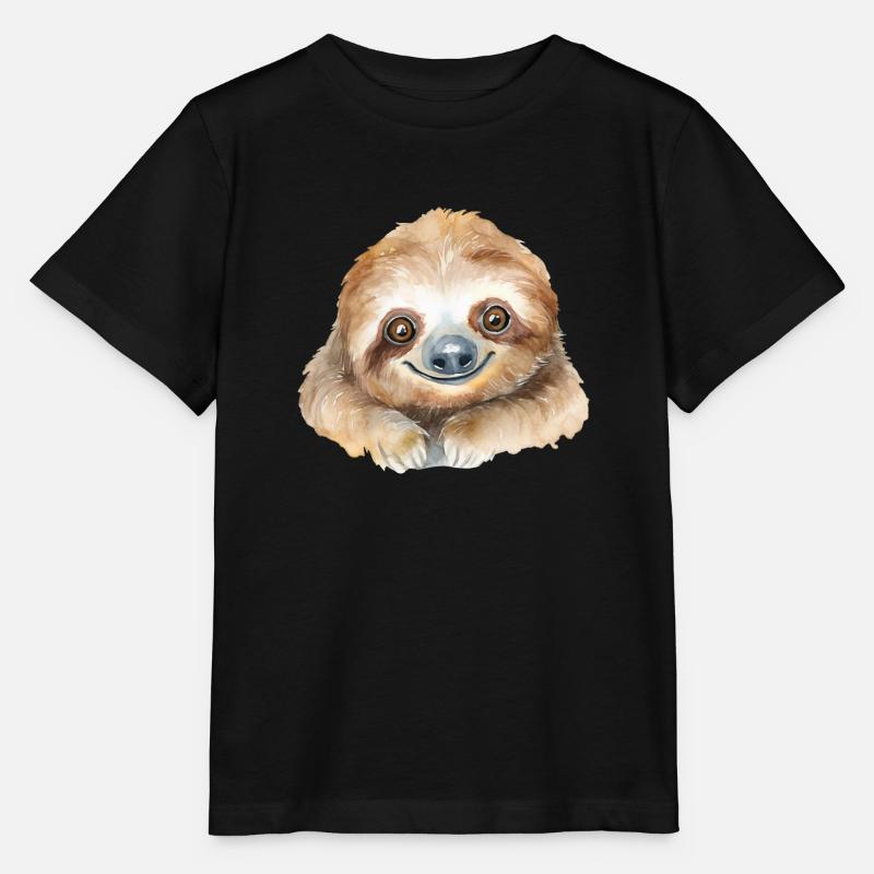 Faultier Wasserfarben Aquarell - Stanley/Stella Kinder T-Shirt MINI CREATOR  - Schwarz