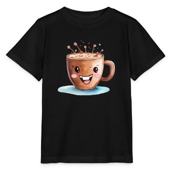 Dessin à l’aquarelle de cacao - T-shirt bio MINI CREATOR Stanley/Stella Enfant - noir - Devant - Mikhail (115cm)