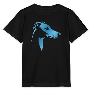 Windhund Greyhound, Hundekopf, Zeichnung blau - Stanley/Stella Kinder T-Shirt MINI CREATOR  - Schwarz - Vorne - Mikhail (115cm)