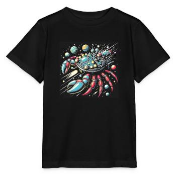Raumschiff Krabbe buntes Fantasieraumschiff - Stanley/Stella Kinder T-Shirt MINI CREATOR  - Schwarz - Vorne - Mikhail (115cm)