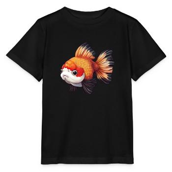 Fancy Calico Veiltail Goldfish - Stanley/Stella MINI CREATOR Kids’ T-Shirt - black - Front - Mikhail (115cm)