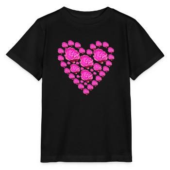 Roses roses coeur - T-shirt bio MINI CREATOR Stanley/Stella Enfant - noir - Devant - Mikhail (115cm)