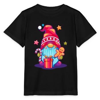 Dessin animé coloré du pop art des elfes de Noël - T-shirt bio MINI CREATOR Stanley/Stella Enfant - noir - Devant - Mikhail (115cm)