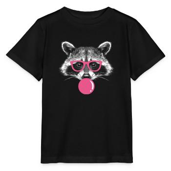 Waschbär bläst Kaugummi - Süßer Kaugummi Waschbär - Stanley/Stella Kinder T-Shirt MINI CREATOR  - Schwarz - Vorne - Mikhail (115cm)