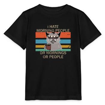 I hate early risers, mornings and people - Stanley/Stella MINI CREATOR Kids’ T-Shirt - black - Front - Mikhail (115cm)