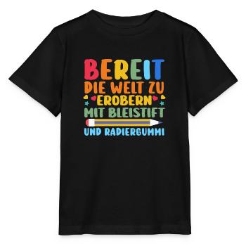 Daycare Leavers Back to School School Child Enrollment - Stanley/Stella MINI CREATOR Kids’ T-Shirt - black - Front - Mikhail (115cm)