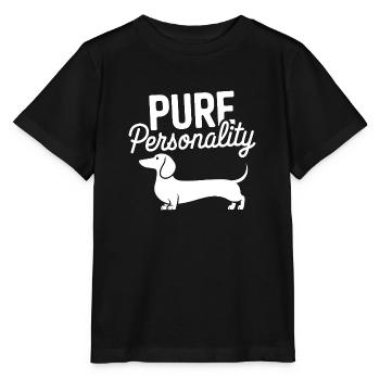 Dackel ist pure Persönlichkeit Dackelsilhouette - Stanley/Stella Kinder T-Shirt MINI CREATOR  - Schwarz - Vorne - Mikhail (115cm)