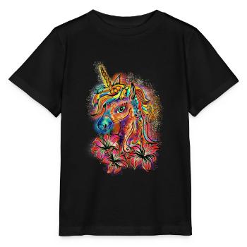 Zauberhaftes Einhorn Sommer Festival Mädchen Magie - Stanley/Stella Kinder T-Shirt MINI CREATOR  - Schwarz - Vorne - Mikhail (115cm)
