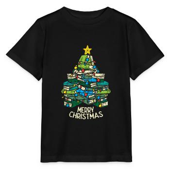 Weihnachtsbaum Bücher Weihnachten XMAS Lesen Idee - Stanley/Stella Kinder T-Shirt MINI CREATOR  - Schwarz - Vorne - Mikhail (115cm)