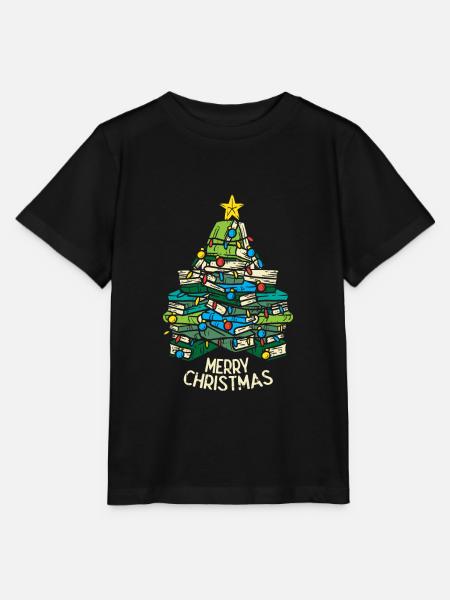 Weihnachtsbaum Bücher Weihnachten XMAS Lesen Idee - Stanley/Stella T-shirt MINI CREATOR til børn - sort