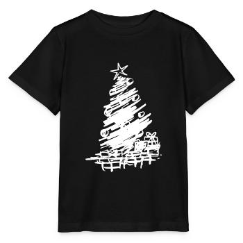 Wise Christmas tree with presents and Christmas - Stanley/Stella MINI CREATOR Kids’ T-Shirt - black - Front - Mikhail (115cm)
